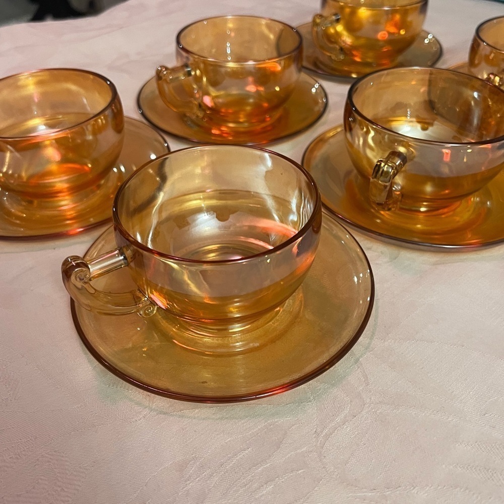 Carnival glass tea cups